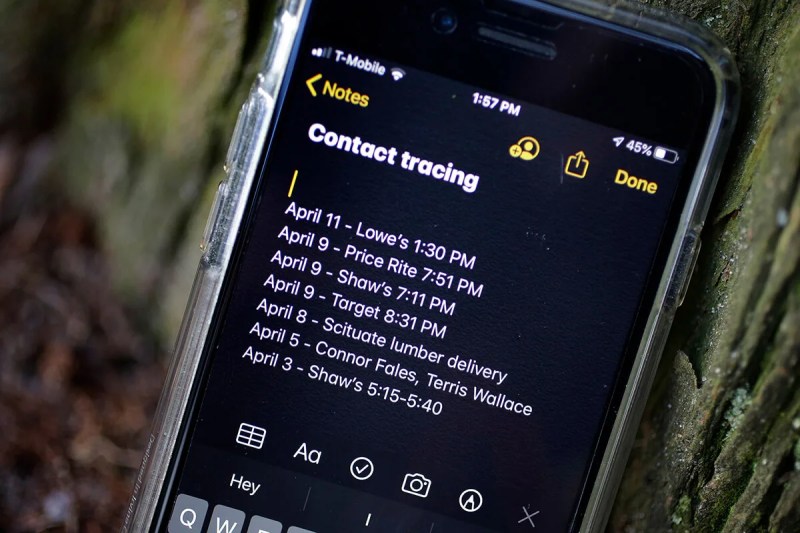 phone showing log of where a man has gone in the past few days