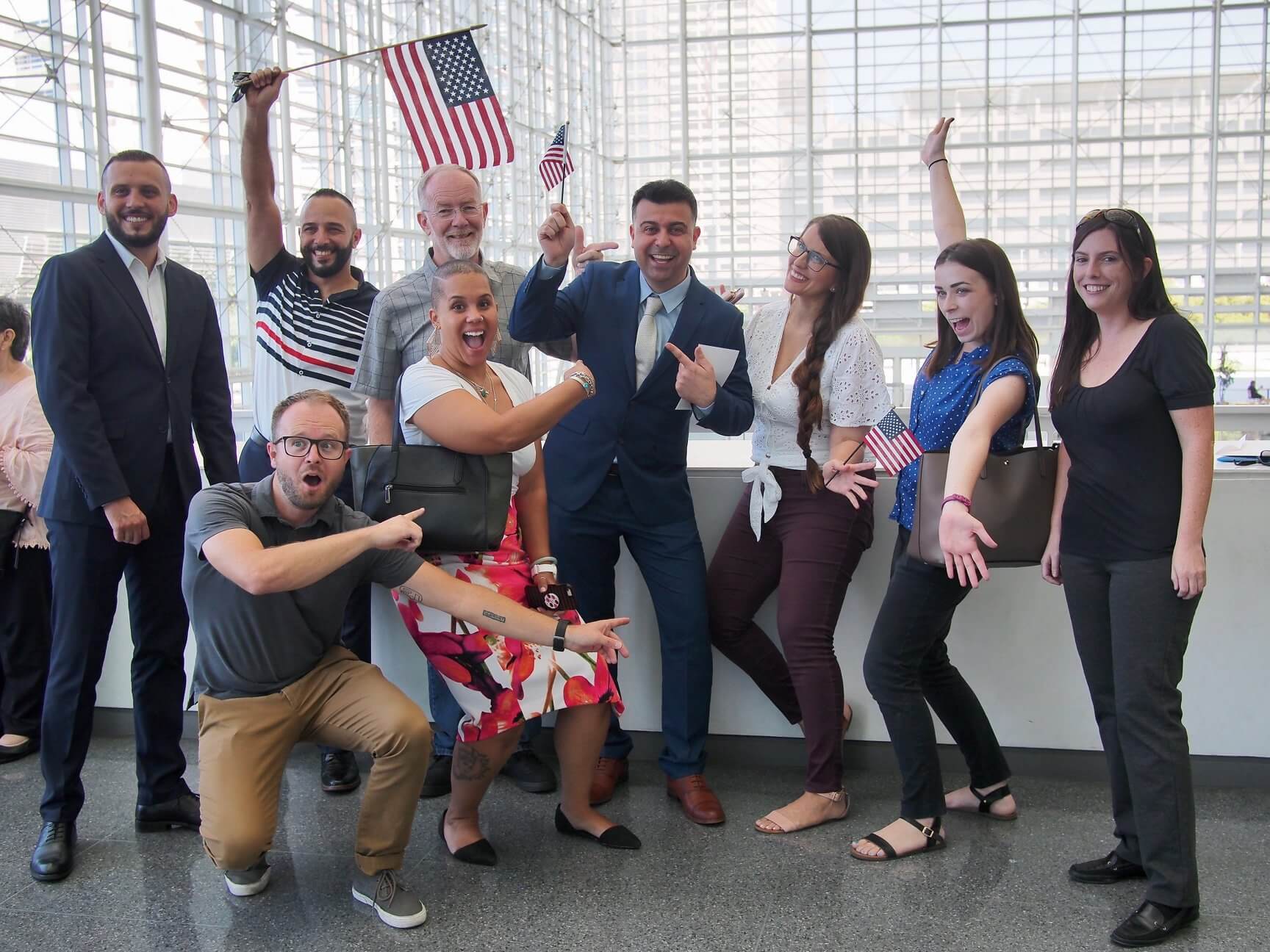 group shot with Bilal at center