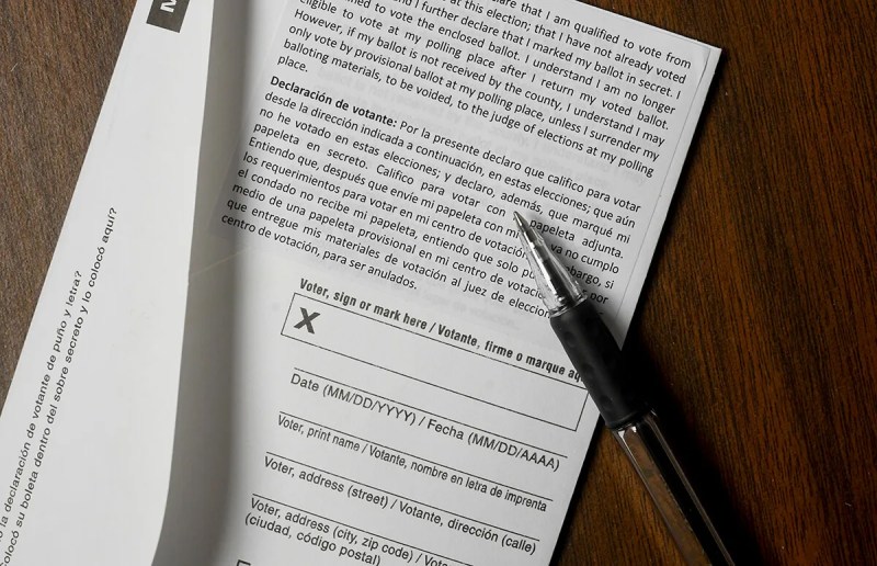 close-up up place for signature on ballot affidavit