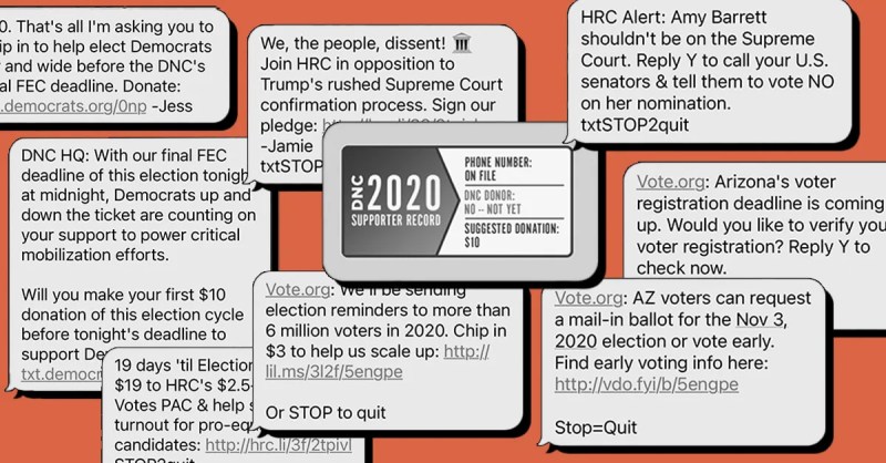 graphic of several political texts