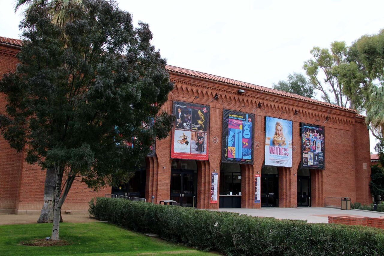The facade of Centennial Hall at the University of Arizona