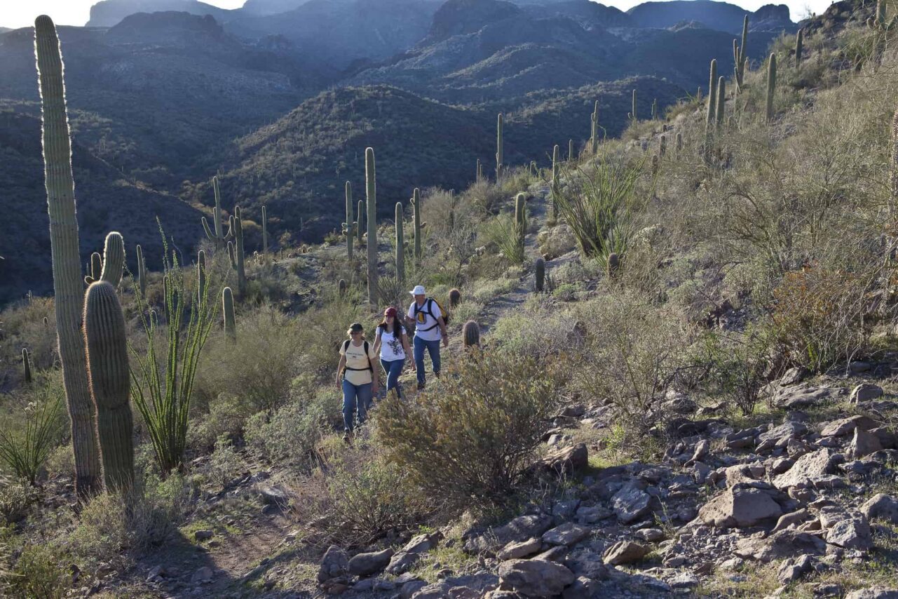 folks hike along Hell's Canyon