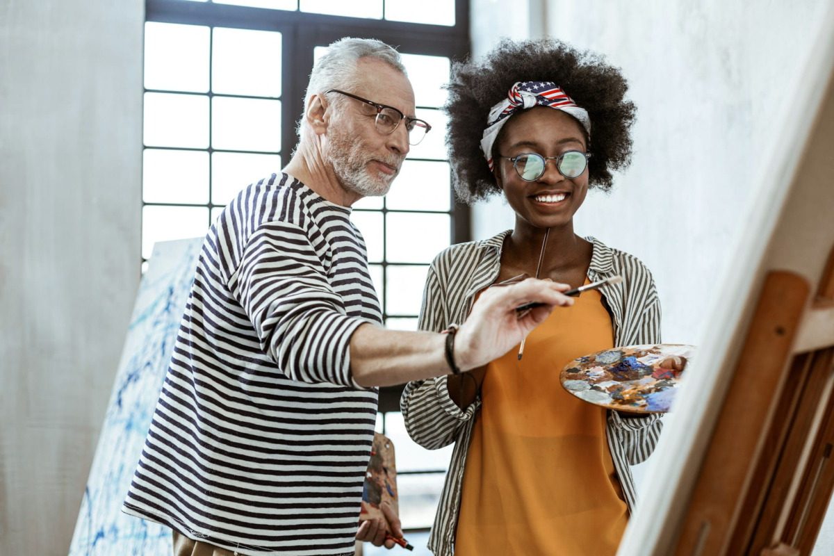 Art teacher and student 