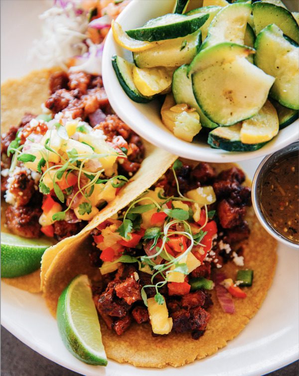 A plate of tacos from Seis Kitchen in Tucson