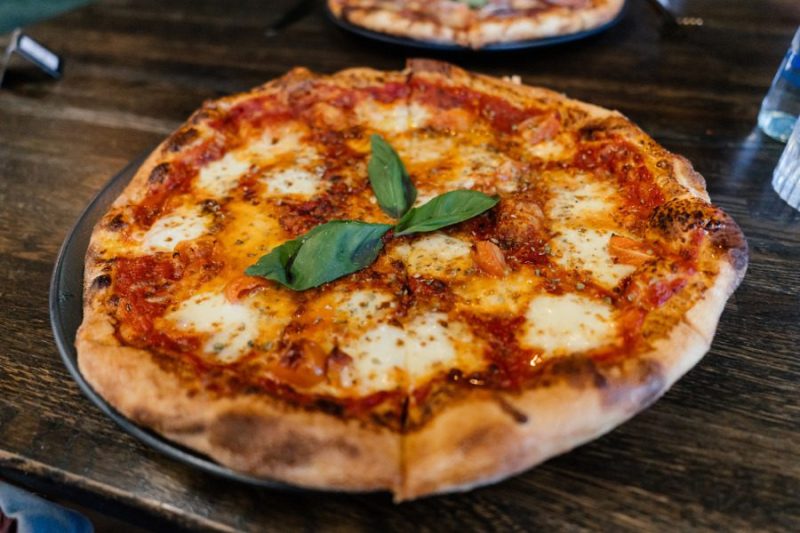 A margherita pizza