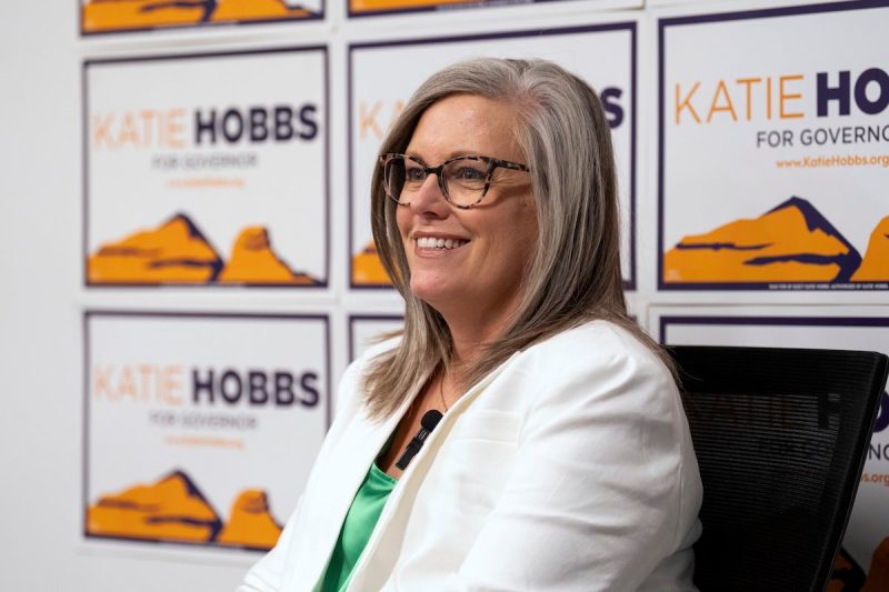 Democratic Arizona Gov. Katie Hobbs speaks during an interview