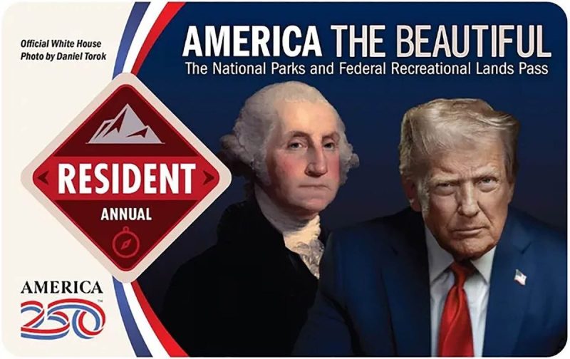 2026 National Parks pass featuring portraits of George Washington and Donald Trump