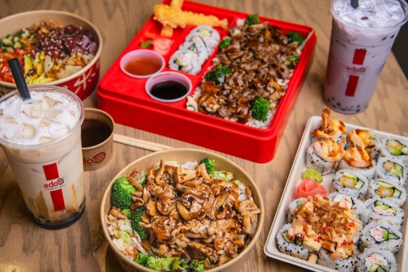 various plates of food from Edo Japanese Grill